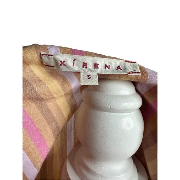 Xirena Drue‎ Midi Pink Tan Short Sleeve Cotton Tie Dress Size Small Women's - Picture 6 of 10